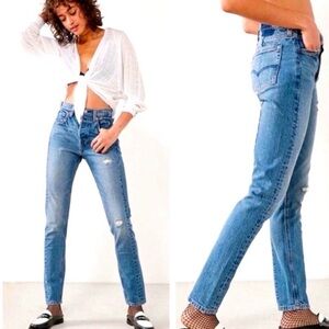 LEVIS 501 Altered skinny jeans size 25x28 distressed denim blue classic comfy